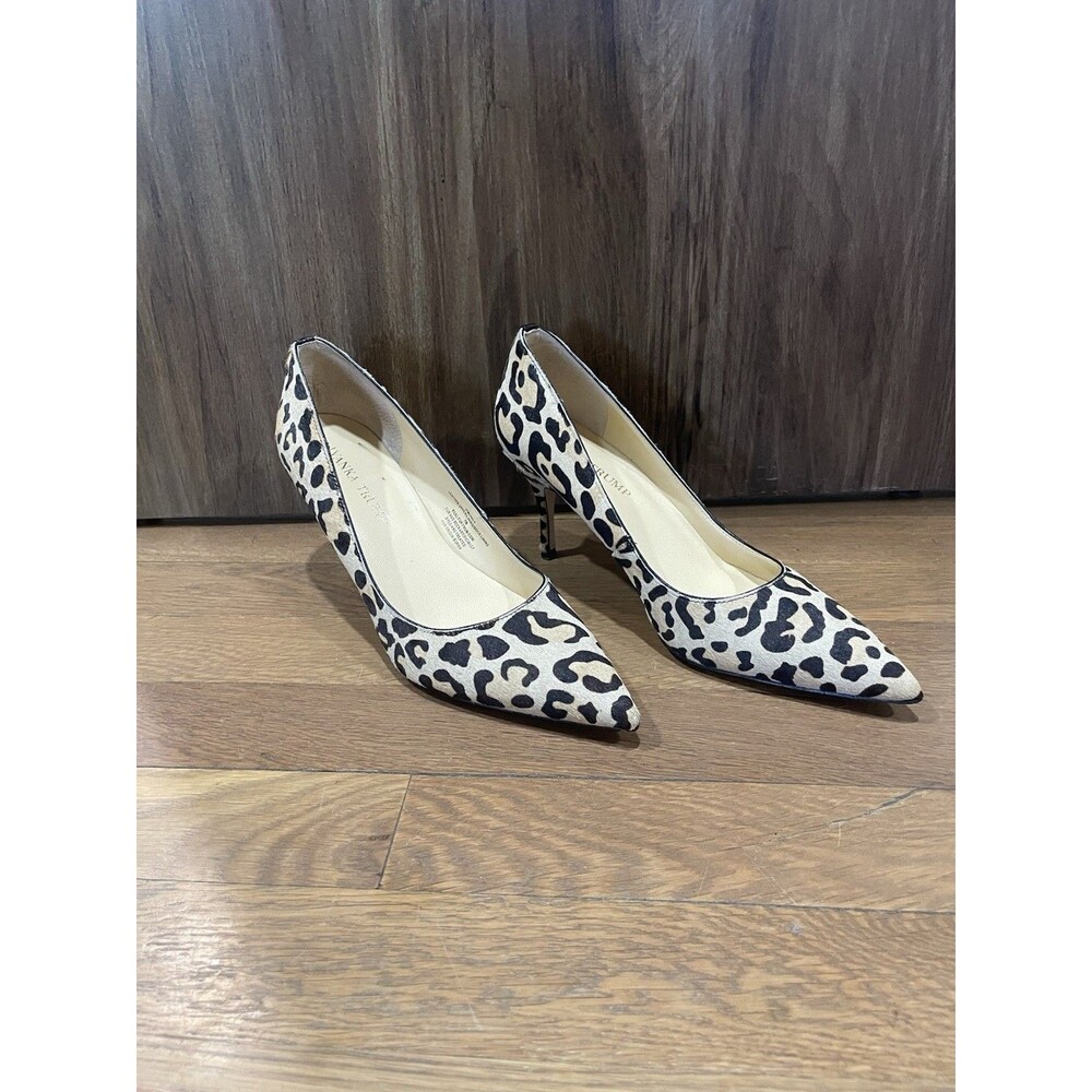Ivanka Trump Carraly Leopard‎ Calf Hair Pumps Tan 7M Black High Heels Leather